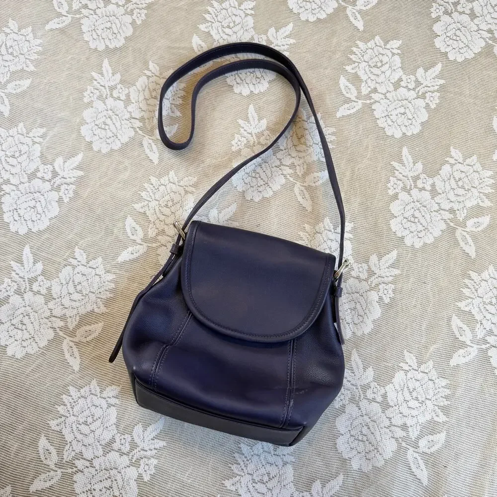 Vintage 1998 Coach Ink Purple Leather Mini Crossbody Bag